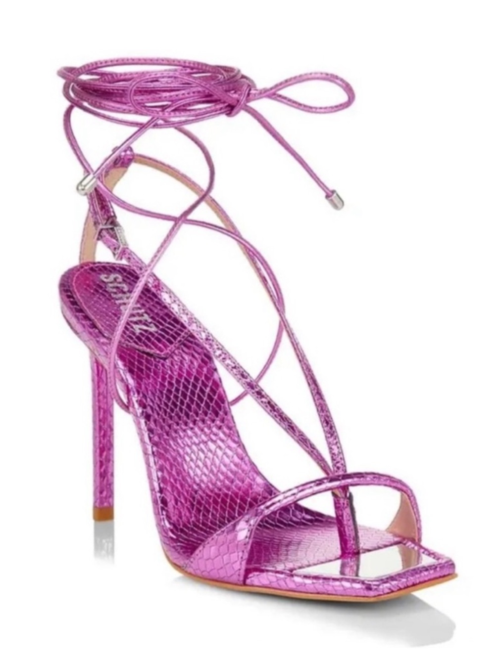 SCHULTZ Vikki Lace-Up Snake-Embossed Stiletto